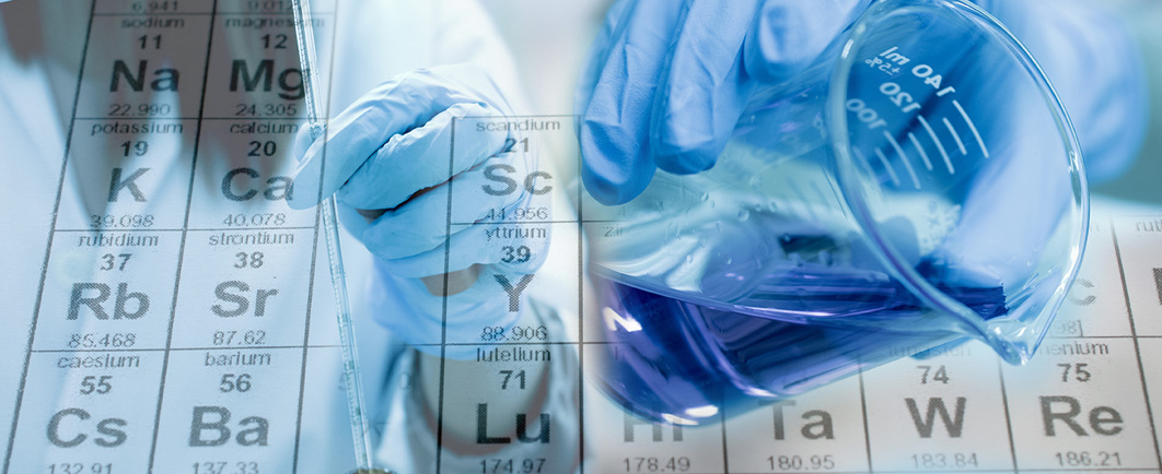 Chemicals and table of elements collage