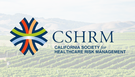 Flier for CSHRM (California Society for Healthcare Risk Management) with a green field in the background.