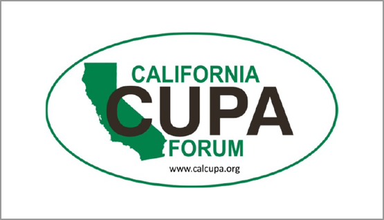 Graphic featuring the text 'California Cupa Forum' in green font and black font centered on a white background.