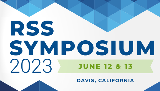 Graphic of the RSS Symposium 2023 banner with the dates June 12 & 13 in green, located in Davis, California.