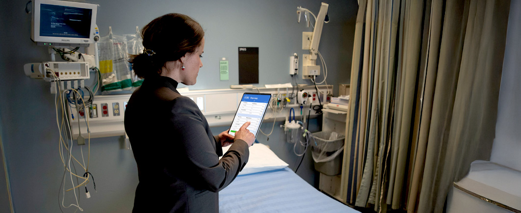 EHS Inspector conducting an inspection in a hospital room