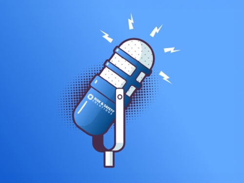 An image with a blue background and a microphone positioned in the center represents a focus on communication or broadcasting.