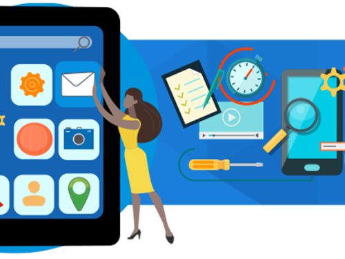 A mobile phone surrounded by numerous apps, lightbulbs, and lists symbolizing productivity, innovation, and organization within the realm of mobile technology.
